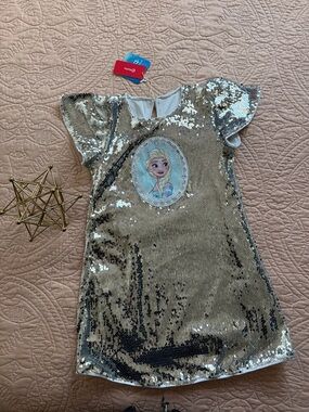 PatPat Gold Sequin Frozen Elsa Dress for Kids
